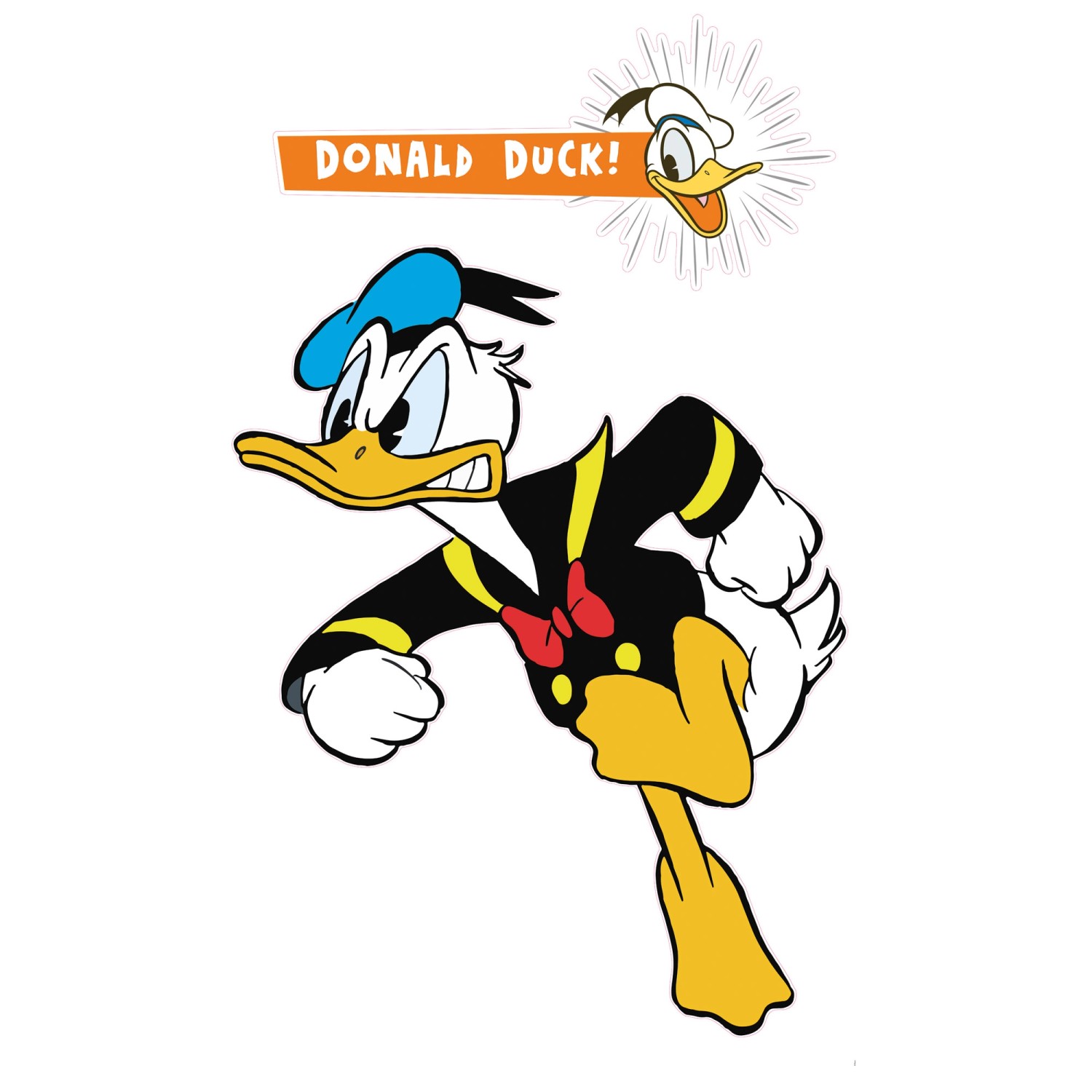 Disney Wandtattoo Donald Duck Gelb Blau und Schwarz-Weiß 127 x 200 cm 61244 günstig online kaufen