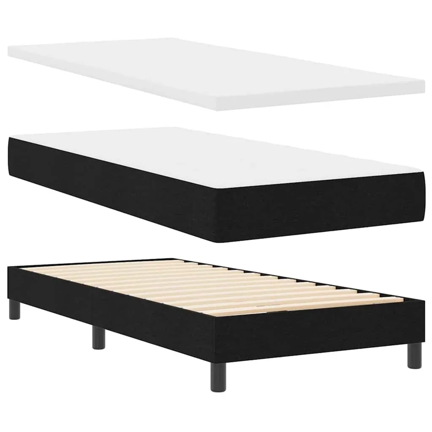 vidaXL Boxspringbett mit Matratze Schwarz 200 x 200 cm 3341127