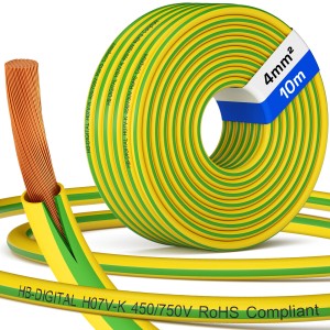 hb-digital 10m PVC Aderleitung H07V-K Erdungskabel 4mm2 Flexibel