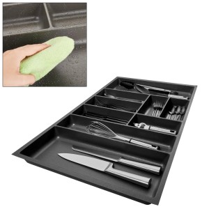 SOTECH ORGA-BOX-2 Besteckeinsatz Tiefe 462 mm Höhe 50,5 mm Für Nobilia Küchen Canvas Struktur Anthrazit Breite 809 mm