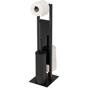 Wenko WC-Garnitur Rivalta Schwarz: Stand-WC-Bürste mit Toilettenpapier- und Ersatzrollenhalter.