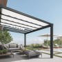 Palram Canopia Sonnensegel für Stockholm Terrassenüberdachung, weiße Stoffbahnen spenden Schatten.