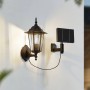 Schwarze Lindby LED Solar Laterne Sayata für den Außenbereich, spritzwassergeschützt und modern.