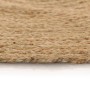 Geflochtener runder Juteteppich in Natur, 150 cm Durchmesser. Detailansicht der robusten Textur.