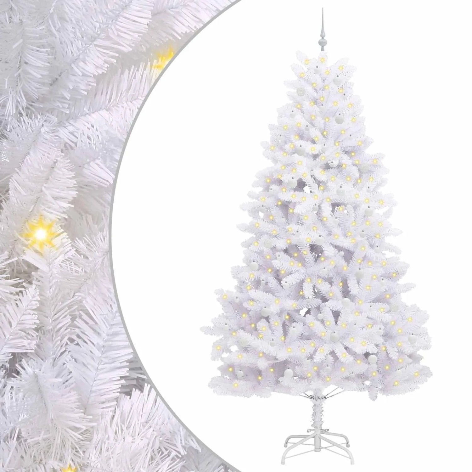 vidaXL Künstlicher Klappbarer Weihnachtsbaum Weiß 270 cm PVC und Stahl 3426624