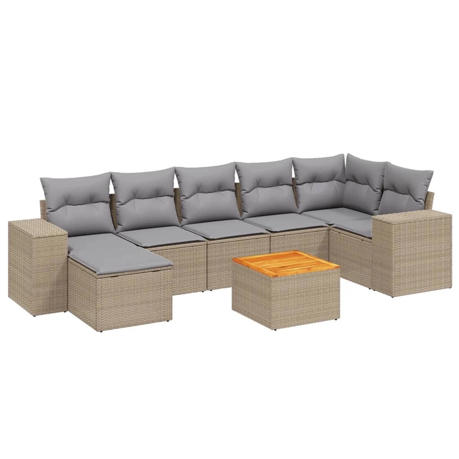 vidaXL 8-Tlg Garten-Sofagarnitur mit Kissen Beige Poly Rattan 3225555 günstig online kaufen