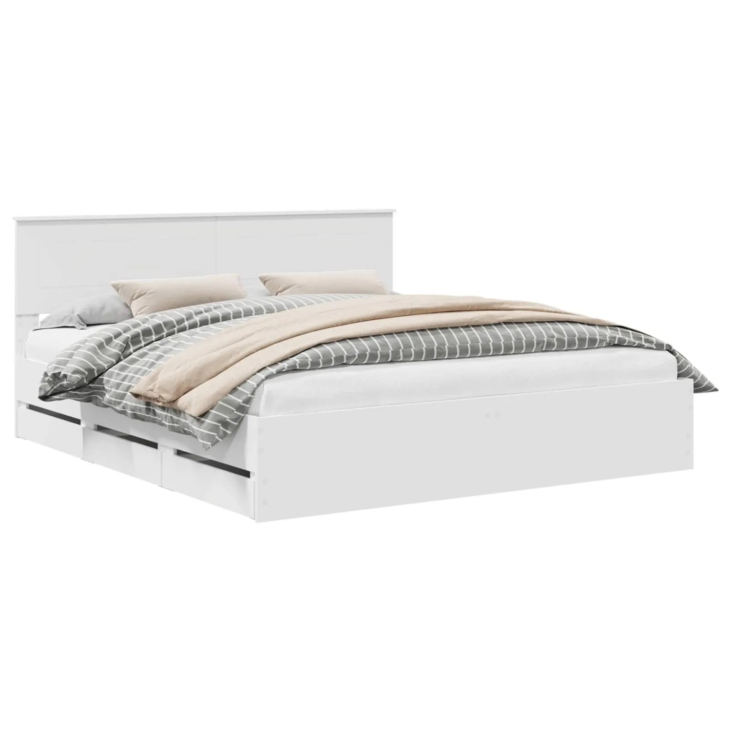 vidaXL Bettrahmen mit Schubladen Weiß 200 x 200 cm Ingenieurs Holz 3407949 günstig online kaufen