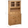 Highboard Kiefer Panama, 93x40,5x180cm, Büroschrank mit Schubladen, Türen und Glastüren.