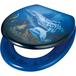baliv WC-Sitz Saria mit Ozean-Motiv (Delfine, Fische) aus MDF-Holzkern.
