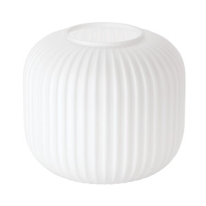 Weißer Orion Lightstyle Glas Lampenschirm (Ø 200 mm) mit gerippter Oberfläche für Lampen & Leuchten.