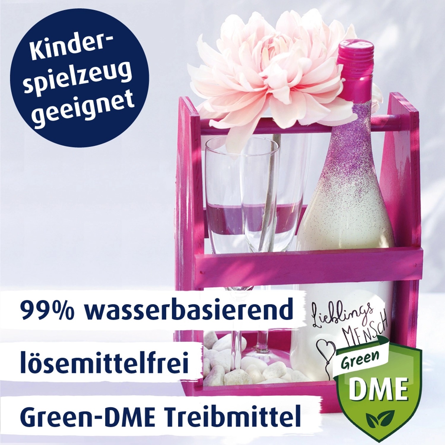 Dekorative Szene mit Belton Free AQUAcolours Buntlack in Verkehrspurpur (RAL 4006), matt.