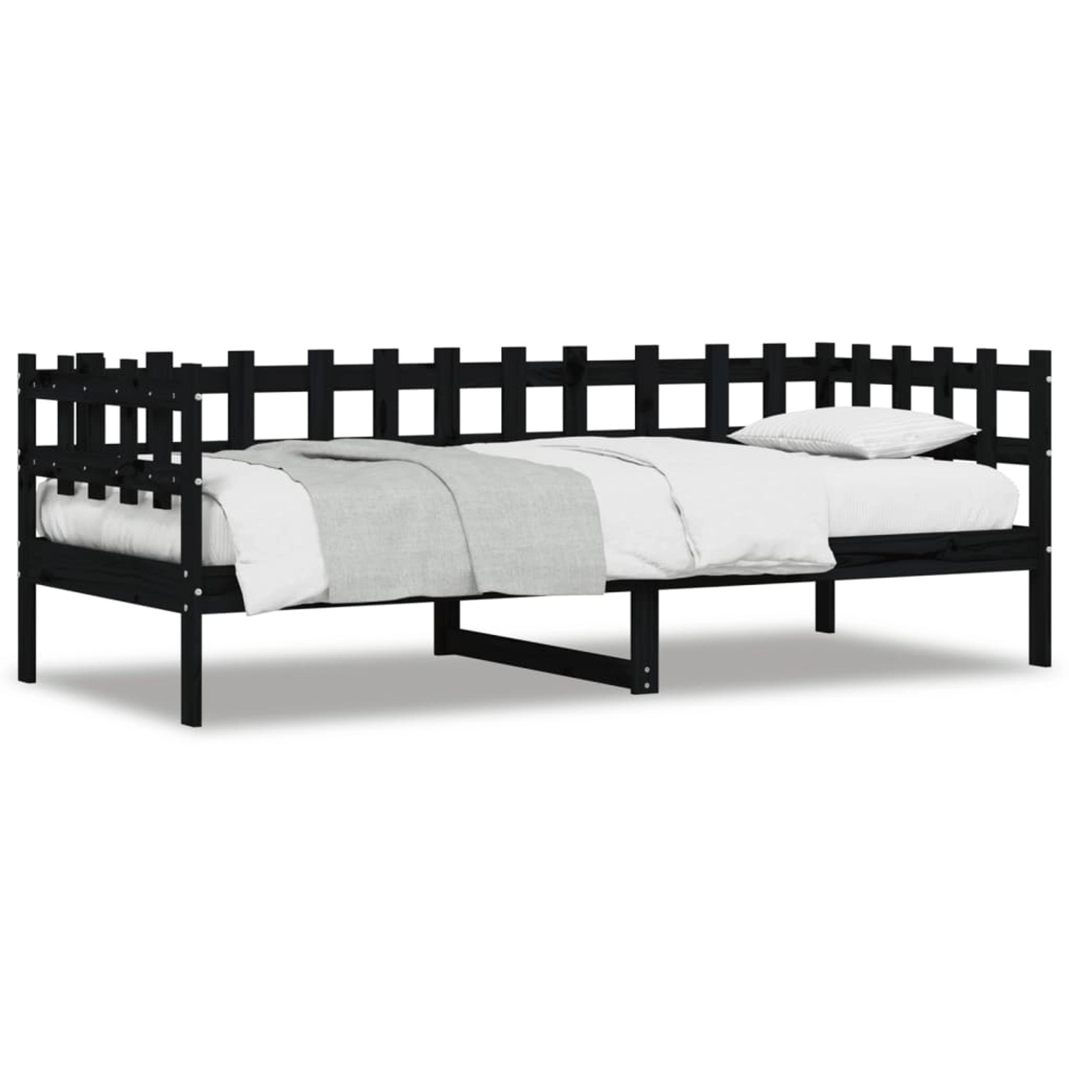 vidaXL Gästebett Gästebett Tagesbett Schwarz 80x200 cm Massivholz Kiefer Be günstig online kaufen