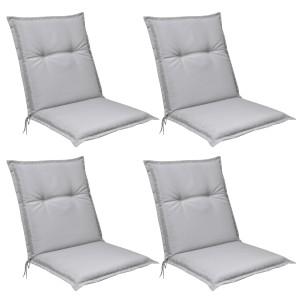4er Set Beautissu Base NL Niederlehner Auflagen, hellgraue Gartenstuhlauflagen mit Befestigungsschnüren.