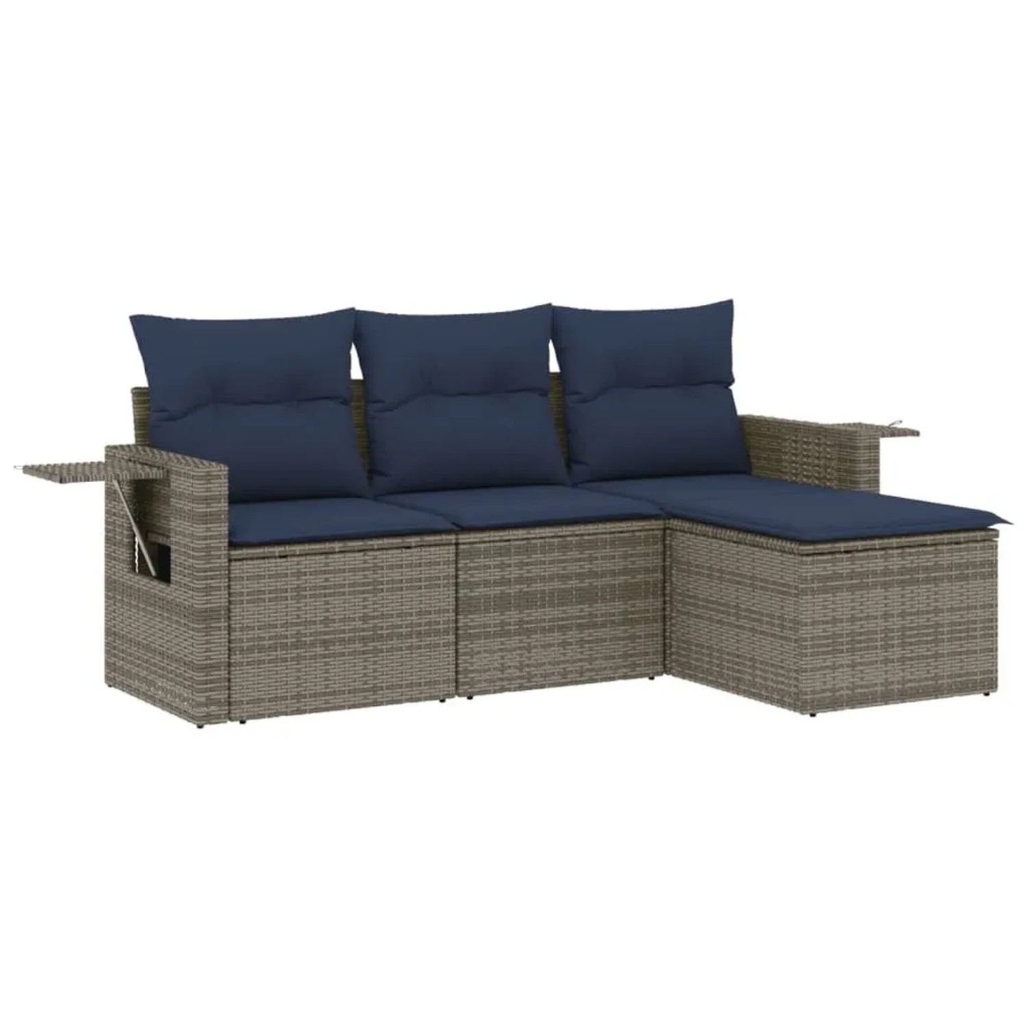 vidaXL 4-Tlg Gartensofa-Set mit Kissen Grau Polyrattan 3220070 günstig online kaufen