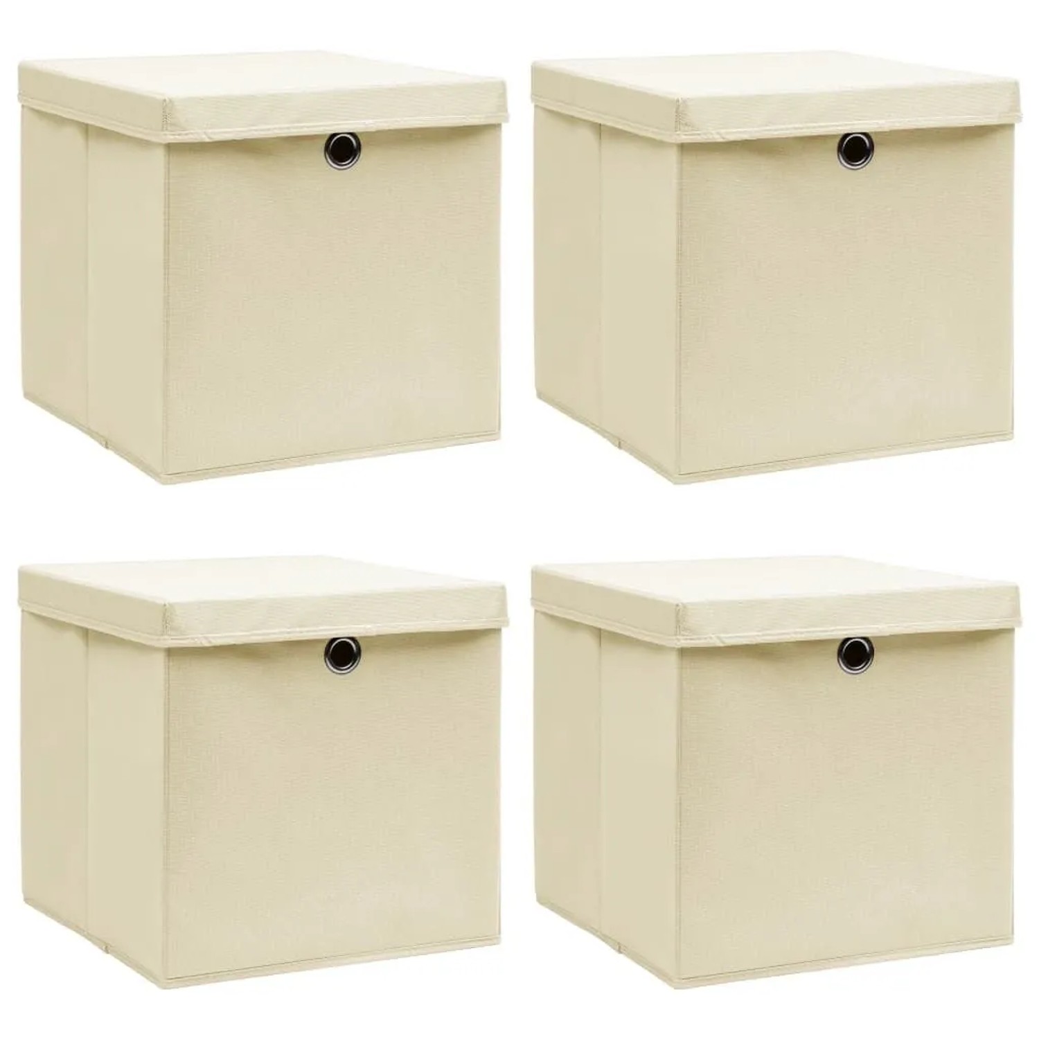 vidaXL Aufbewahrungsboxen mit Deckel 4 Stk Creme 32x32x32 cm Stoff 288358