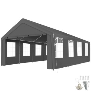 Tectake Partyzelt Mammut 8 x 4 M Im Stecksystem  800 x 400 x 315 cm Grau