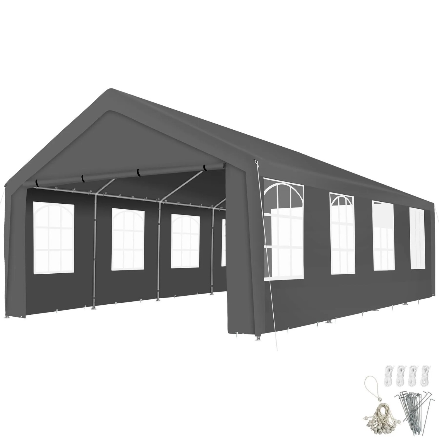 Tectake Partyzelt Mammut 8 x 4 M Im Stecksystem  800 x 400 x 315 cm Grau