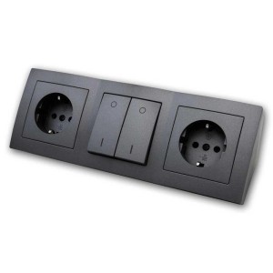 McPower Steckdosenblock Flair 2-Fach Schalter Anthrazit