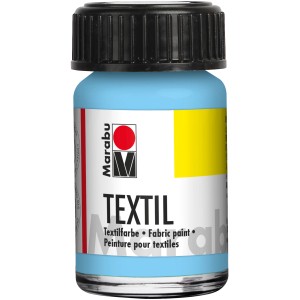 Marabu Textilfarbe Hellblau, 15ml Flasche für Stoffmalerei.