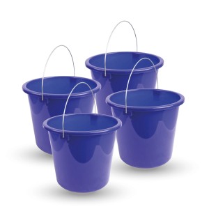 4er-Pack ProHome Eimer, 5 Liter, dunkelblau, mit Metallbügel. Reinigungseimer für Haushalt & Garten.