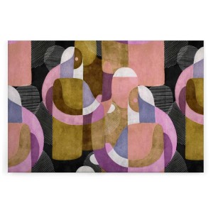 Bricoflor Leinwandbild mit abstraktem Retro-Design in Rosa, Gold und Lila, 120x80 cm.