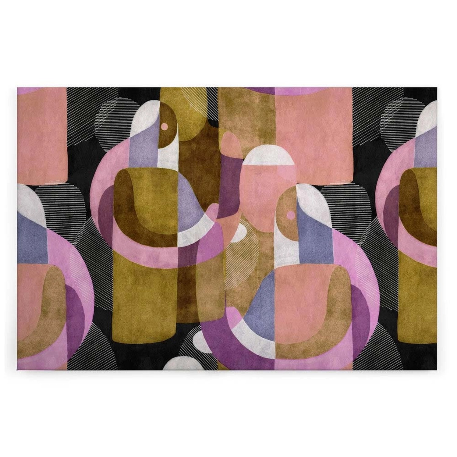Bricoflor Mid Century Bild Rosa Gold Lila Leinwandbild Abstrakte Kunst Mit Menschen Retro Leinwand 120 X 80 Cm Für Wohnz
