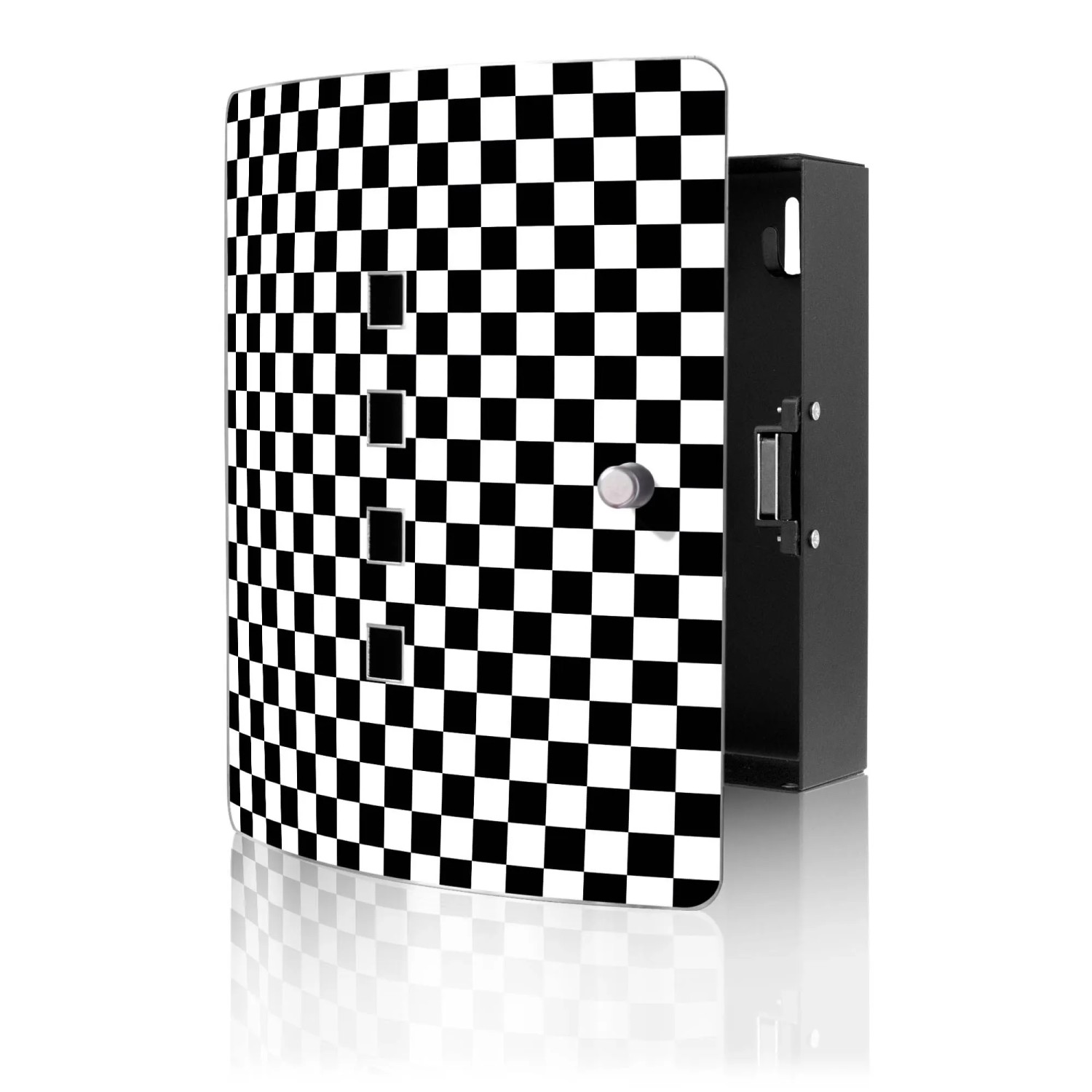 Banjado Design Schlüsselkasten Aus Edelstahl Für 10 Schlüssel 24x21,5x7cm Mit Magnetverschluss Motiv Karo Schwarz