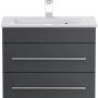 Posseik Badmöbel Portus 600 SlimLine Grafit mit Waschbecken und zwei Schubladen.
