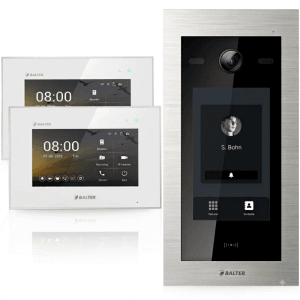 Balter EVO HD Touch Video Türsprechanlage Touchscreen RFID Zweifamilienhaus 2x 7 Zoll Monitor Silber Weiß
