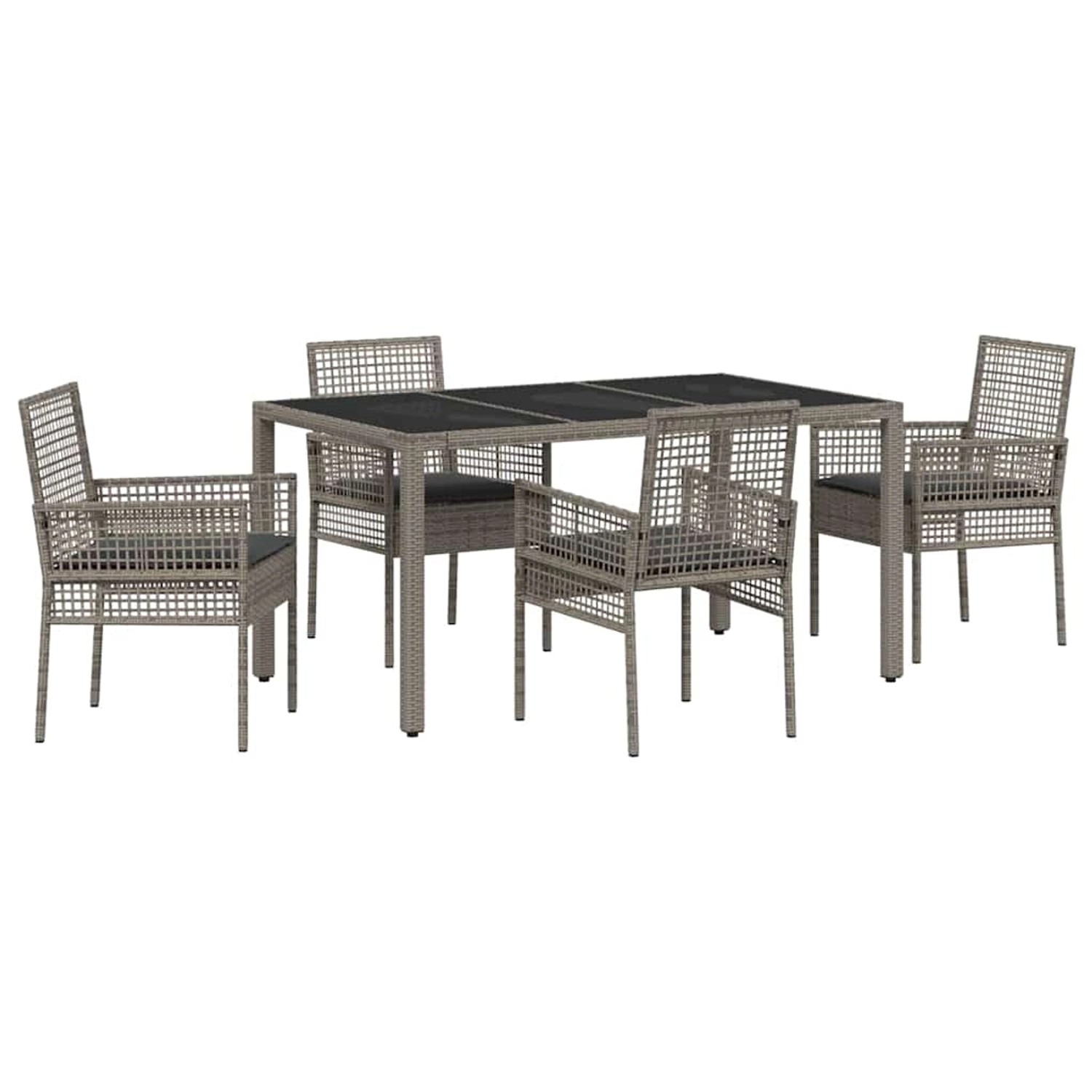 vidaXL Garten Essgruppe 5-Tlg Grau Poly Rattan 3334873 günstig online kaufen