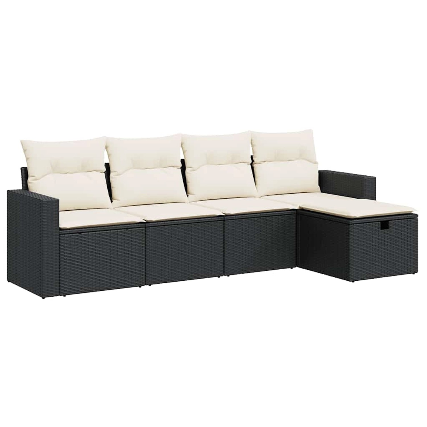 vidaXL 5-Tlg Garten-Sofagarnitur mit Kissen Schwarz Poly Rattan 3325362 günstig online kaufen