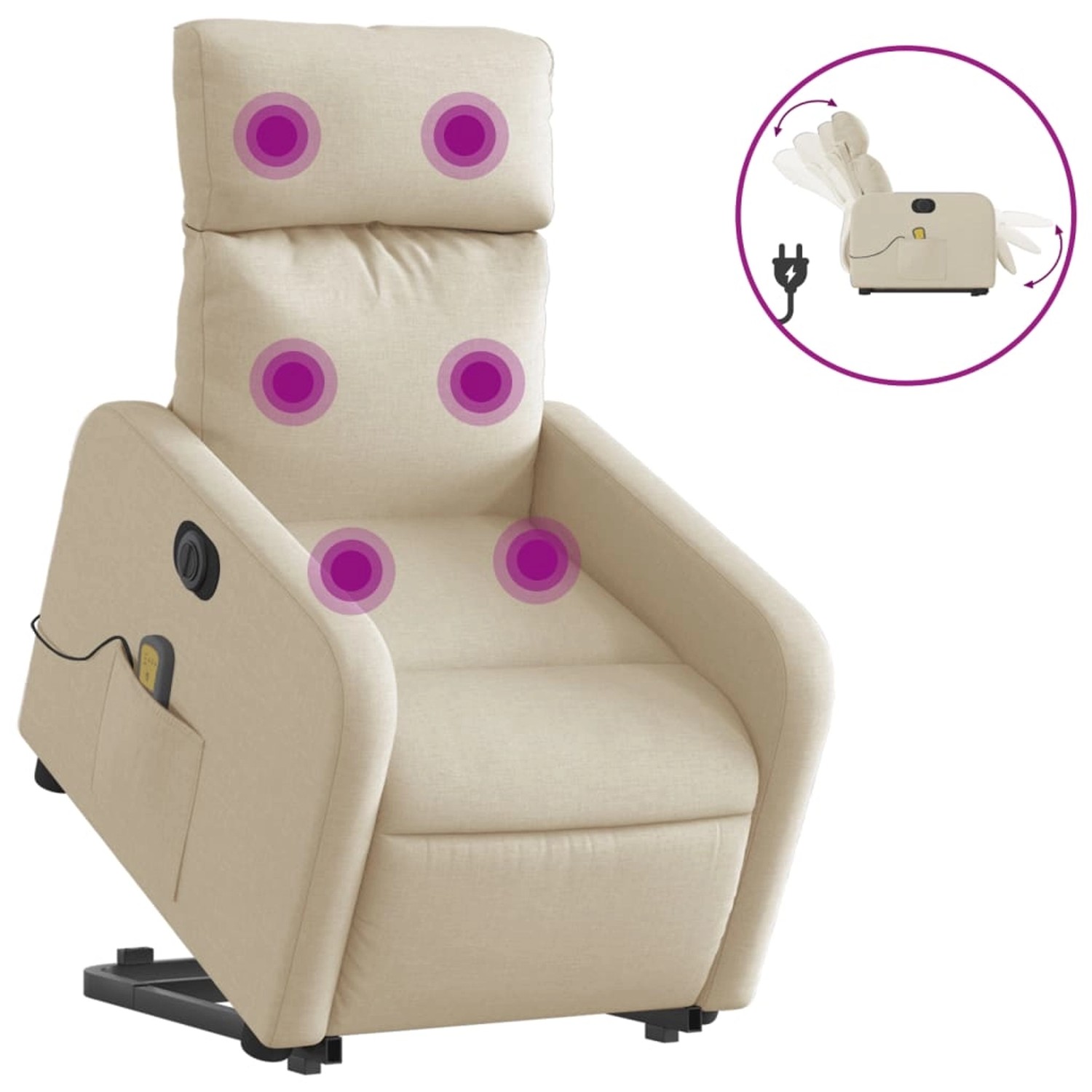 vidaXL Elektrischer Massagesessel mit Aufstehhilfe Creme Stoff Modell 13 günstig online kaufen