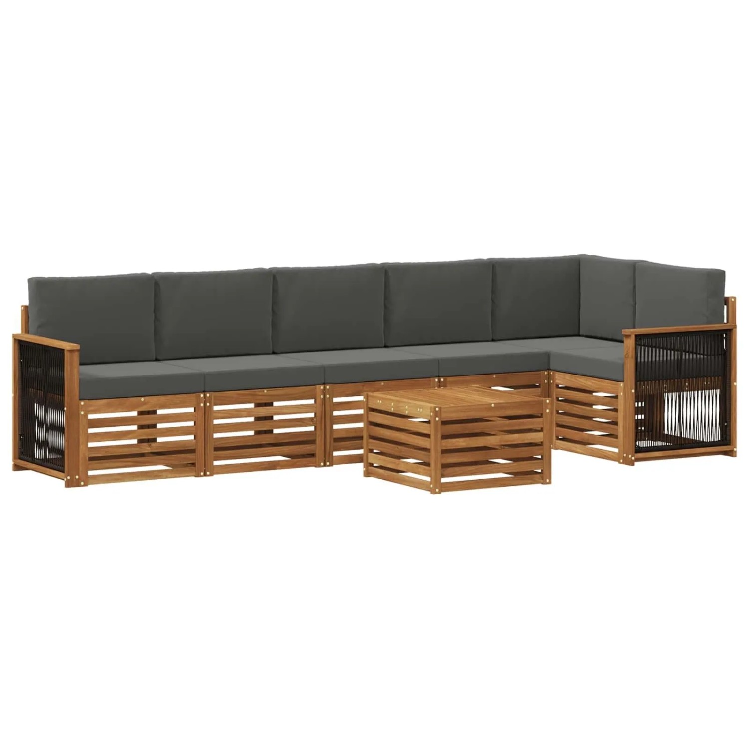 vidaXL Ecksofa Set mit Kissen 6 Stk Natur und Anthrazit 3384443