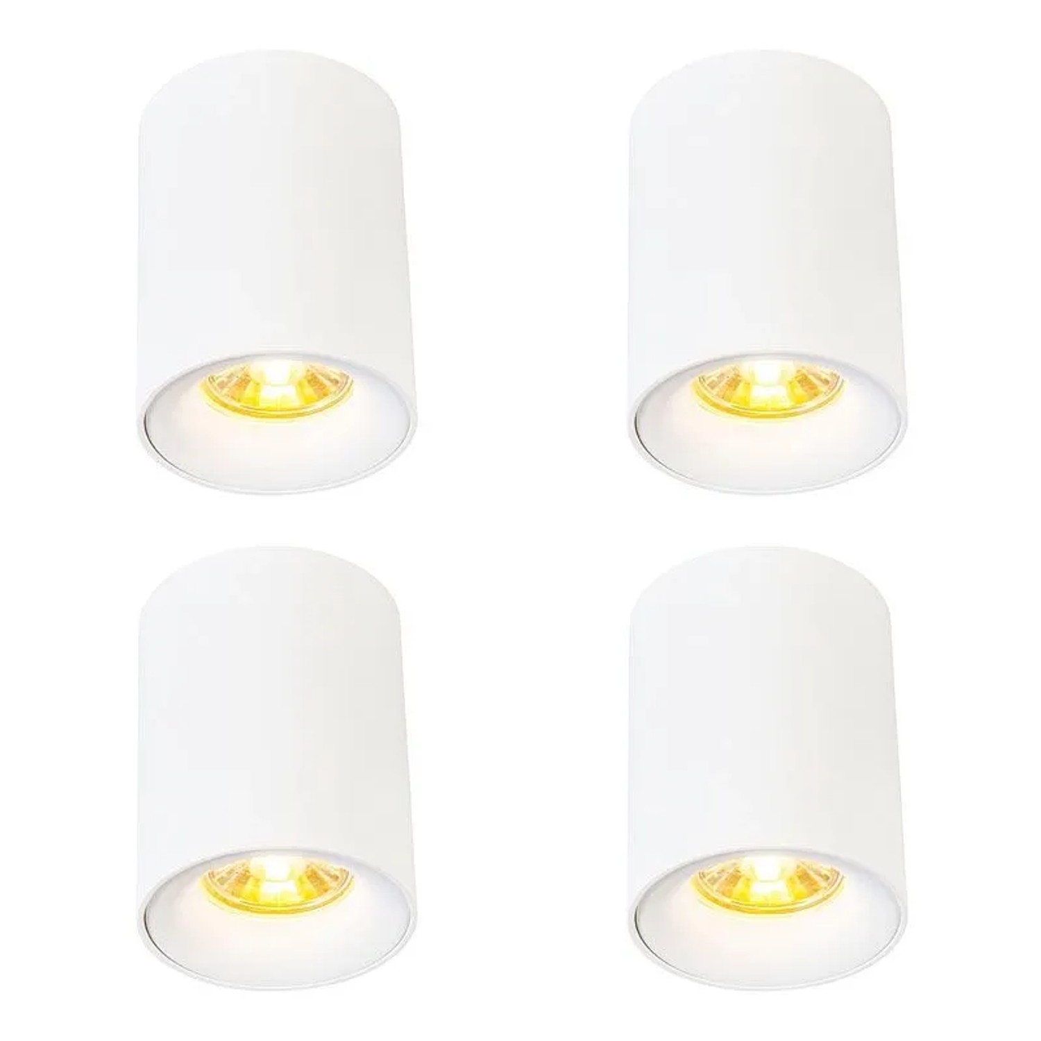 QAZQA Set mit 4 Modernen Aufbaustrahlern Weiß GU10 50mm Ronda
