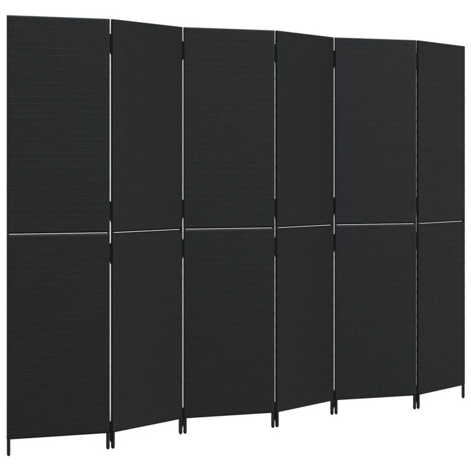 vidaXL Paravent 6 Tlg Schwarz Poly Rattan 365368