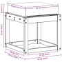 Quadratische Hocker Bank aus Akazienholz mit Kissen, Natur/Anthrazit. Maße 43x43x37 cm. Für Gartenstühle.