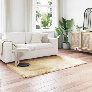 vidaXL Kunstschaffell Teppich Tafalla Creme 120 x 170 cm Polyester 42021504