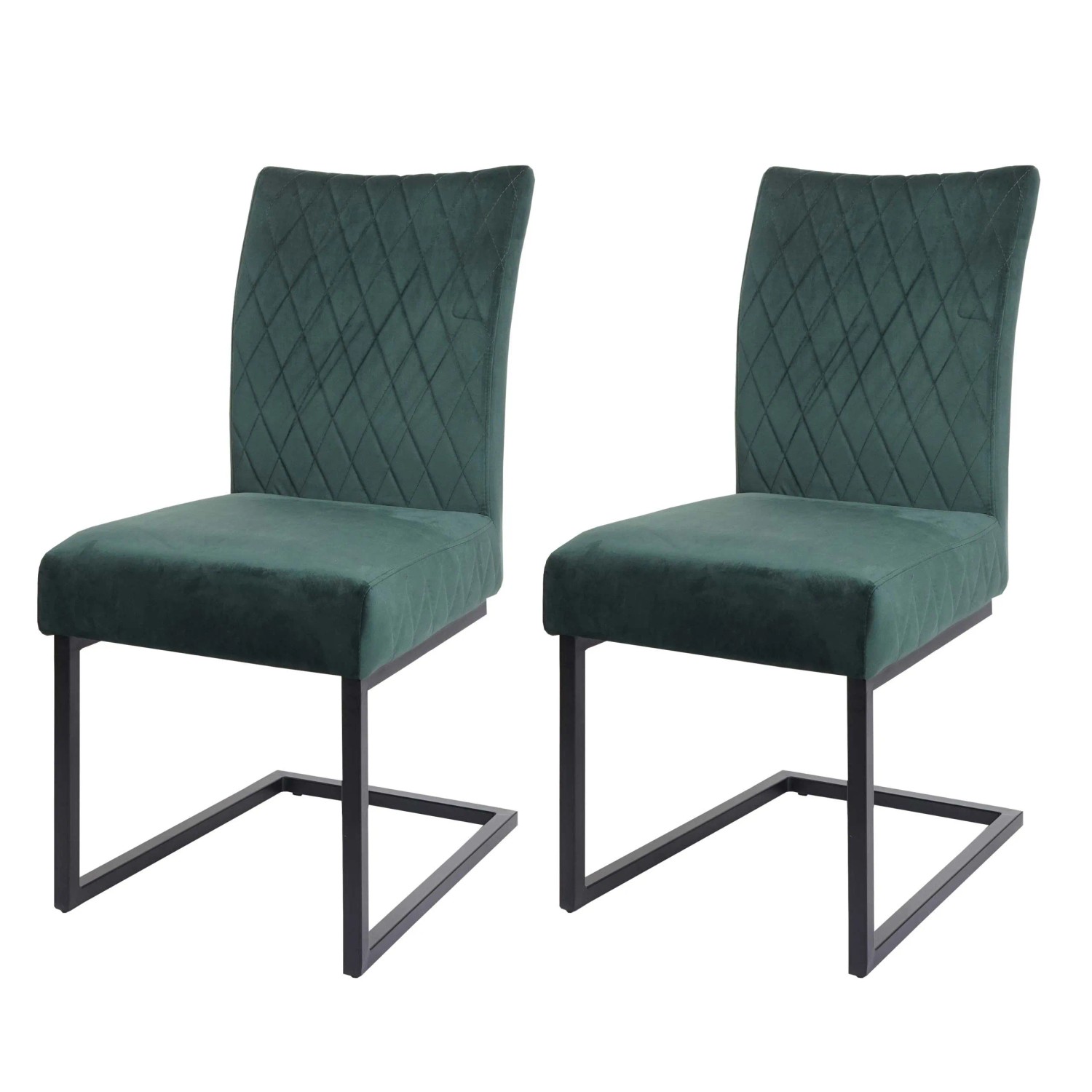 Mcw 2er-Set Freischwinger L15 Samt Stahl Pulverbeschichtet Grün