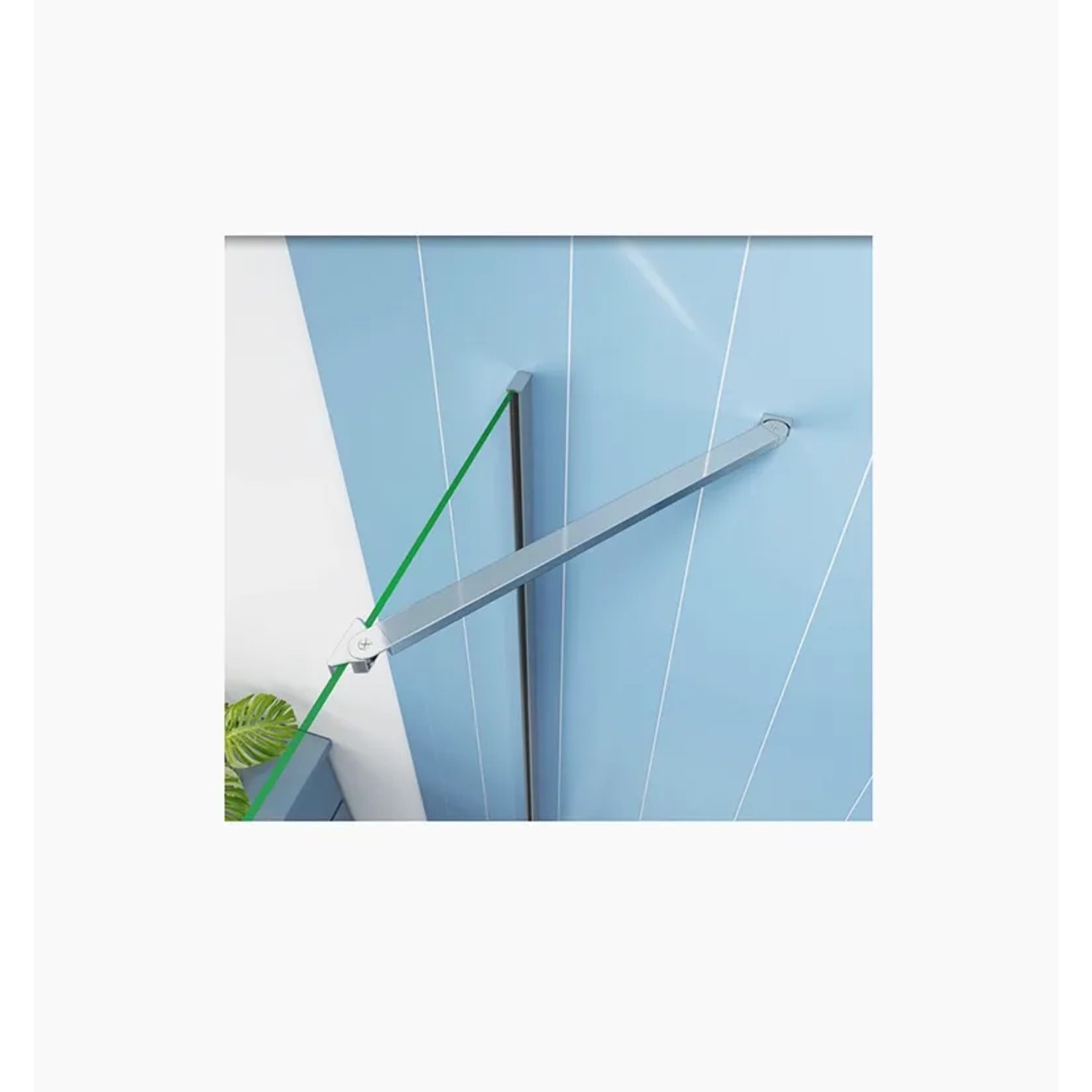 Duschparadies 200cm Wandprofil mit Stabilisierungsstange Stabilisator 50cm Für 6-8mm Glas Walk-in Dusche Glas Seitenwand Chrom_2