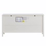 Rückansicht des weißen Merax Sideboards. Glatte Rückwand mit Produktetiketten. Perfekt als Wohnzimmerschrank.