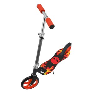 ArtSport Cityroller Fire in Schwarz-Rot: Klappbarer Scooter mit Flammenmuster für Kinder.