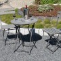Graues 3-teiliges Balkon-Set Lugo mit klappbarem Tisch und zwei Stühlen.