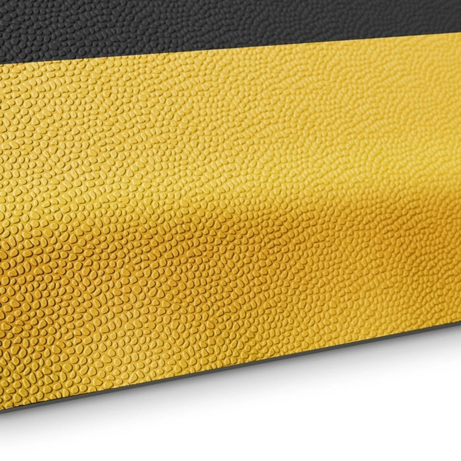 Detailansicht: KARAT Anti-Ermüdungsmatte Soft-Tritt, 90x350 cm, Schwarz-Gelb, genoppte Oberfläche.