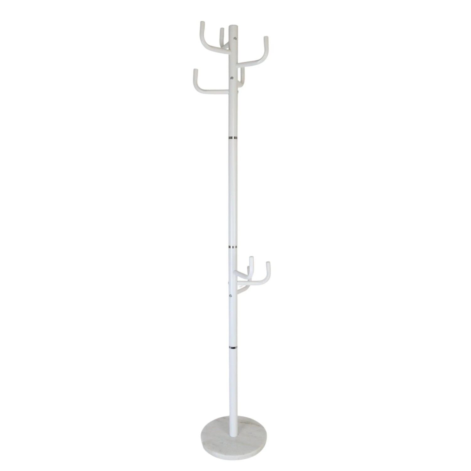 Relaxdays Garderobenständer Eisen Marmor Weiß 8 Haken 176 cm x 30 cm x 30 cm