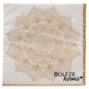 Boltze Servietten Mandala, 20 Stück, Papier, gold-weißes Mandala-Design.
