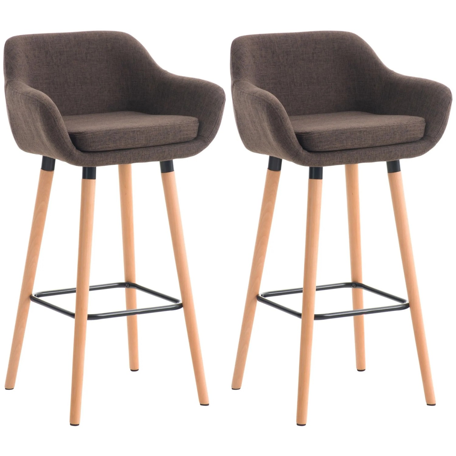 DELUKE Barhocker 2er Set Mit Lehne Braun VILO Stoffbezug 99x55x46cm Barhocker Mit Lehne Tresenhocker Barstuhl Thekenhocker