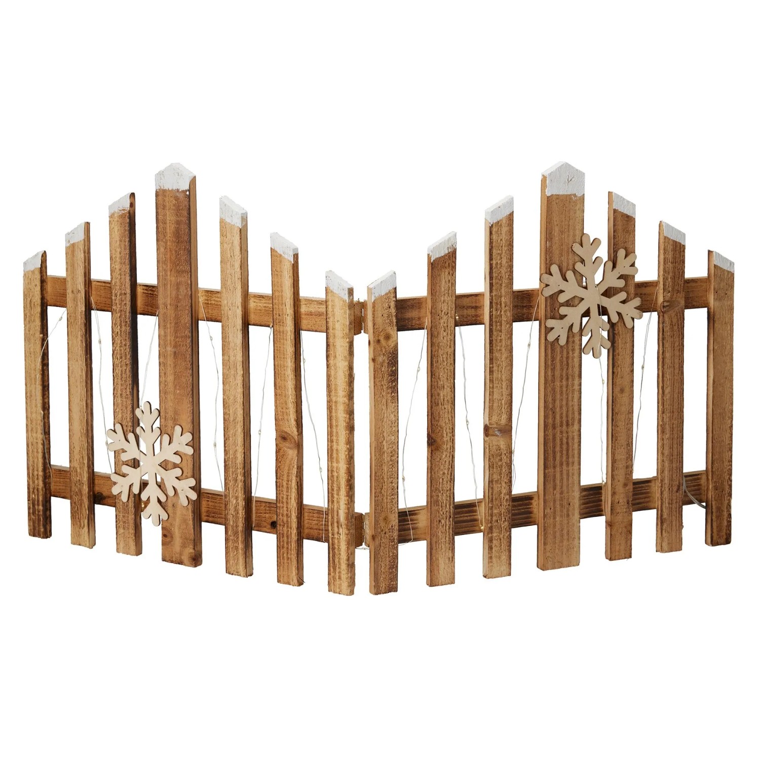 Zaun Tannenholz mit Weißen Spitzen 76 cm x 2 cm x 38 cm Braun