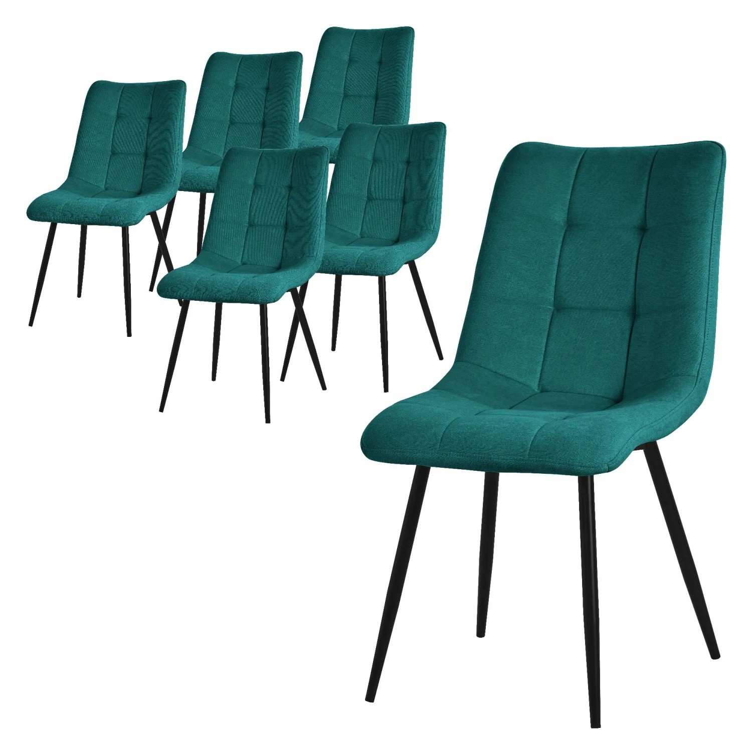ML-Design Esszimmerstühle 6er Set Petrol Stoffbezug Metallbeinen