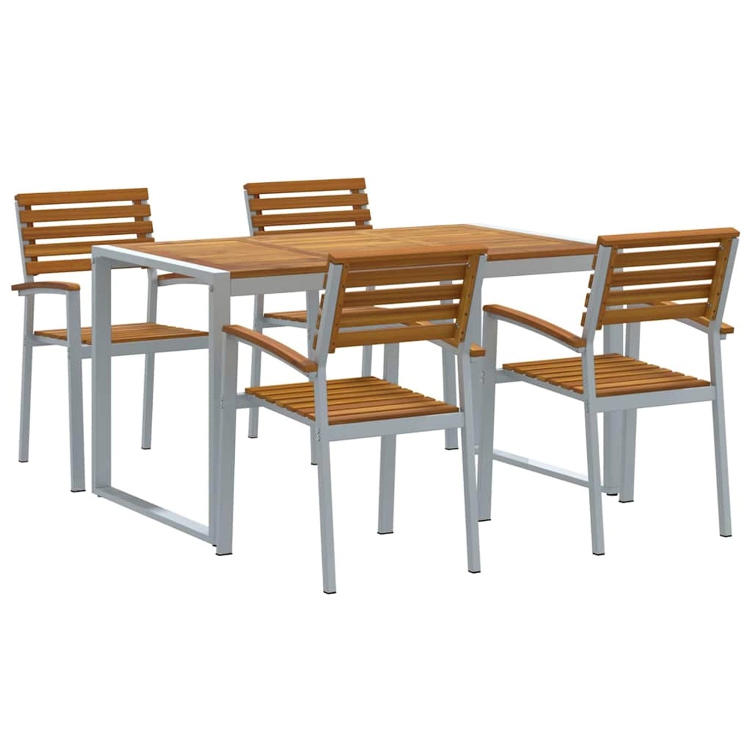 vidaXL Garten Essgruppe 5-Tlg Grau und Braun Akazie Massivholz 3284359 günstig online kaufen
