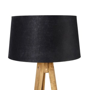 QAZQA Stehlampe mit schwarzem Schirm und Holz-Stativfuß, Vintage-Stil.